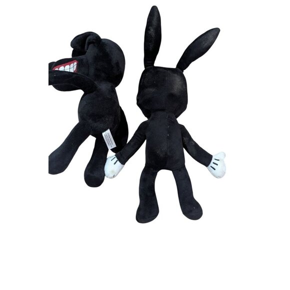 Creepy Black Dog & Bunny Plush Toys With Grinning Teeth 14" For Ages 3+ horror - Picture 2 of 6